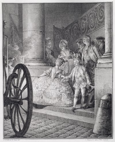 Trip to the Opera, Engraved by P.C. Baquoy and C.E. Patas by Jean Michel the Younger Moreau